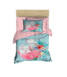 L'essentiel linge de maison Juego de funda nórdica PH188 Turquesa, rosa y blanco